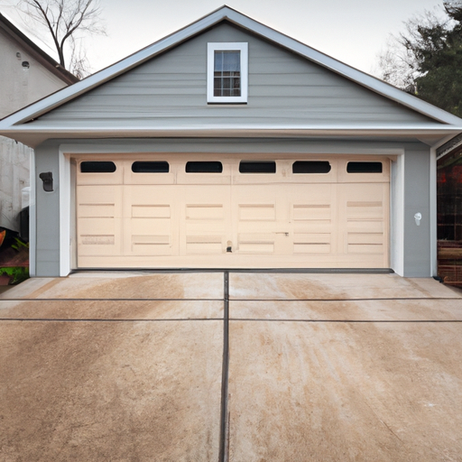 Suburban home in Voorhees, NJ with a closed sectional garage door and visible panels and tracks.