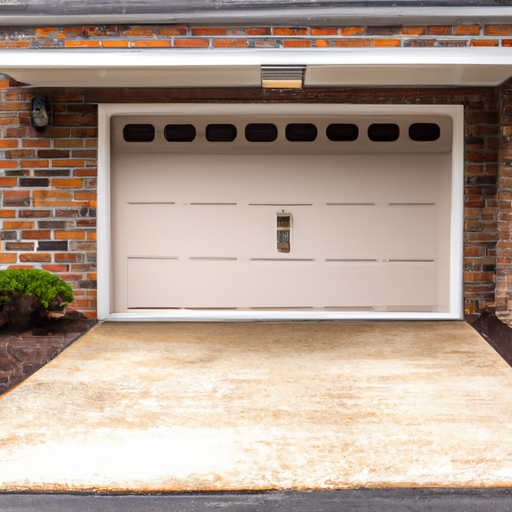 Suburban brick home in Voorhees, NJ with a closed garage door and light salt residue on the driveway.